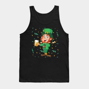 Leprechaun Drinking Beer St. Patrick's Day Tank Top